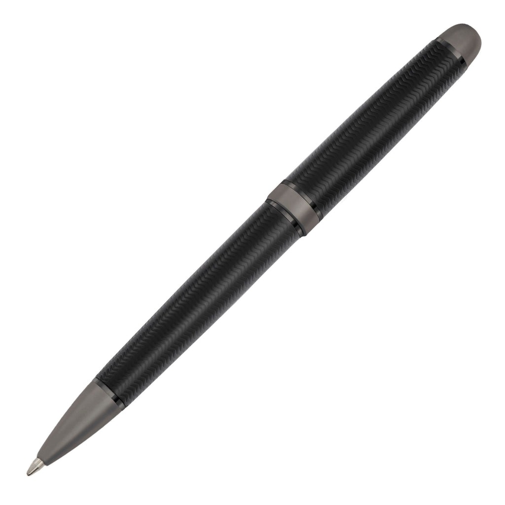 CERRUTI 1881 Black Ballpoint pen Holborn with gun-lacquered mid-ring