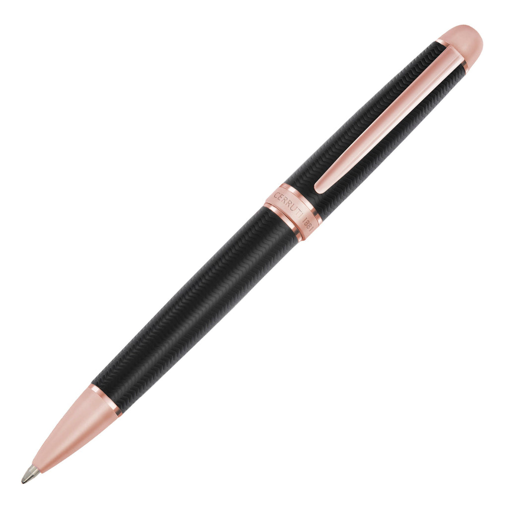 CERRUTI 1881 black-lacquer Ballpoint pen Holborn with rosegold trims