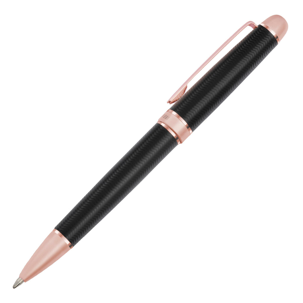 CERRUTI 1881 black-lacquer Ballpoint pen Holborn with rosegold trims