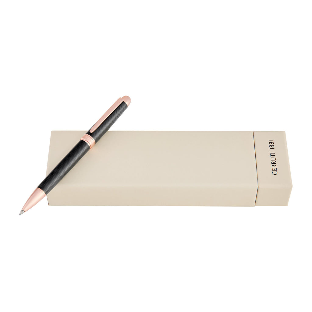 CERRUTI 1881 black-lacquer Ballpoint pen Holborn with rosegold trims