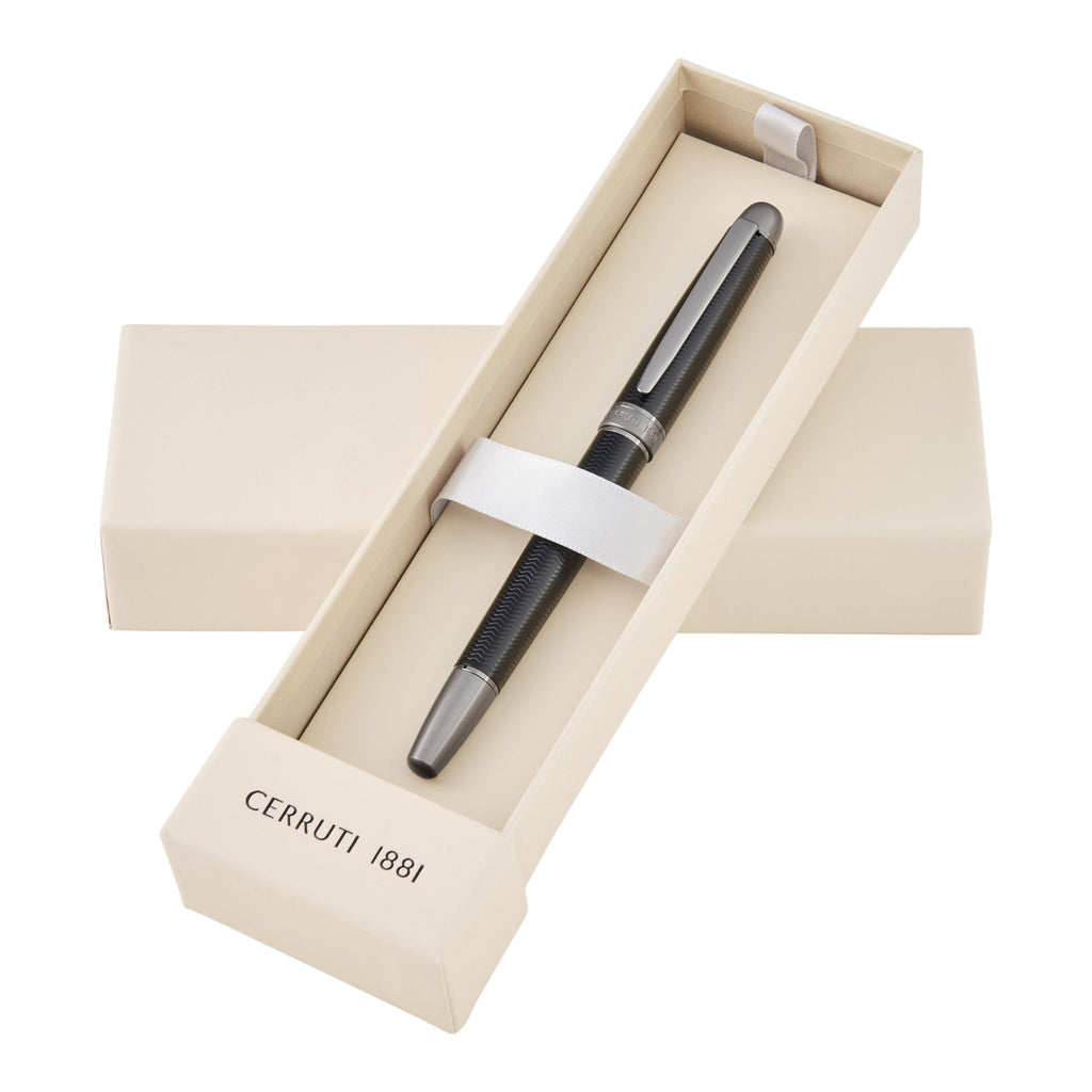 CERRUTI 1881 black-lacquered rollerball pen Holborn with gun-plated trim