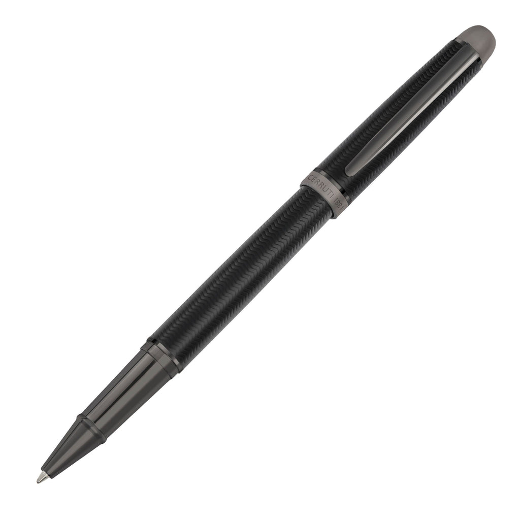 CERRUTI 1881 black-lacquered rollerball pen Holborn with gun-plated trim