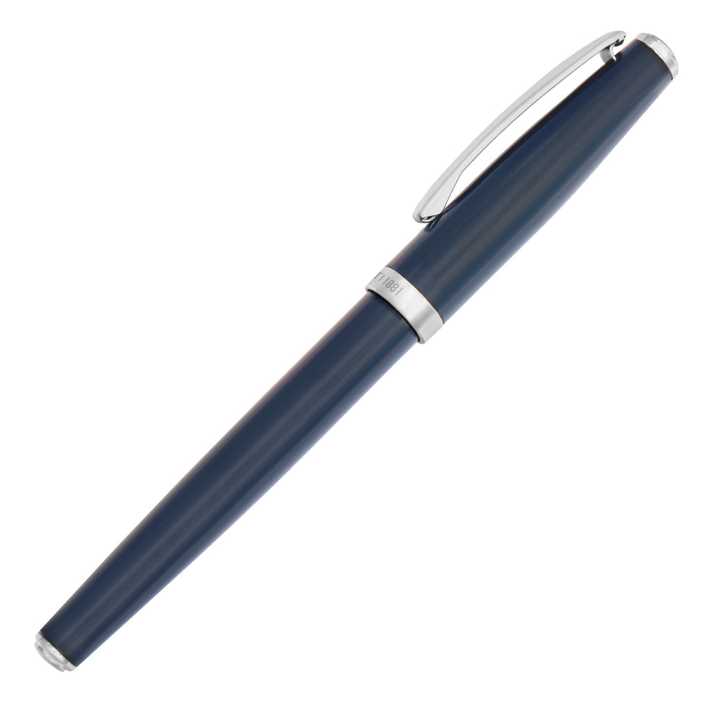 CERRUTI 1881 navy fountain pen Islington with CCR logo on pen nibs