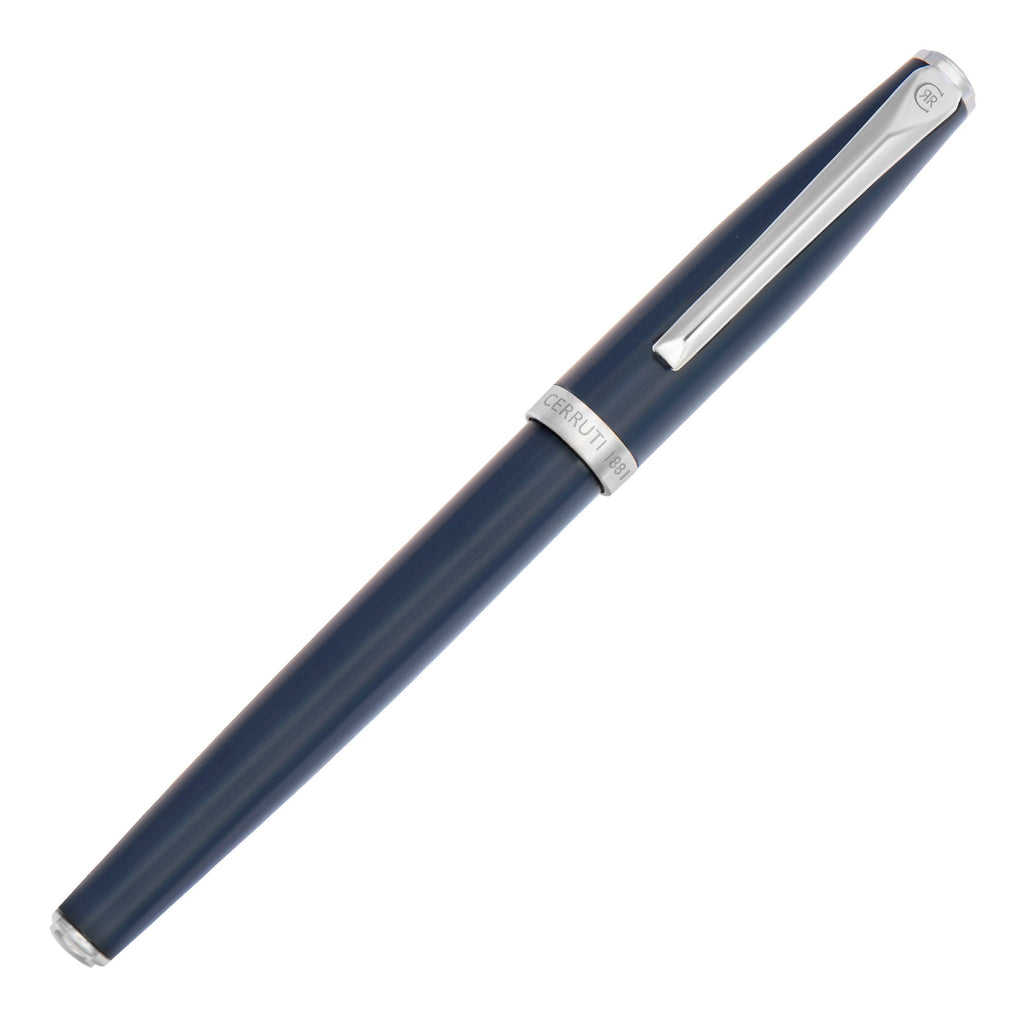 CERRUTI 1881 navy fountain pen Islington with CCR logo on pen nibs