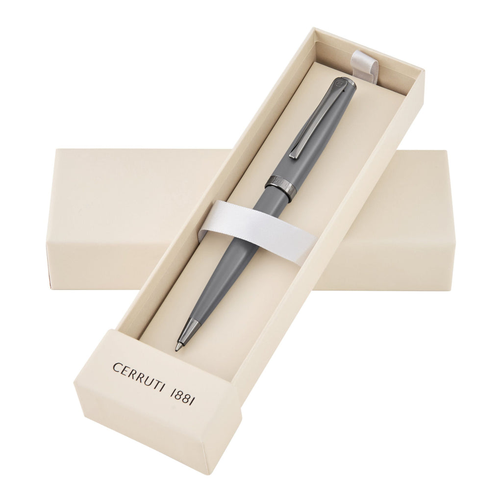 CERRUTI 1881 grey ballpoint pen Islington with gun metal-plated clip