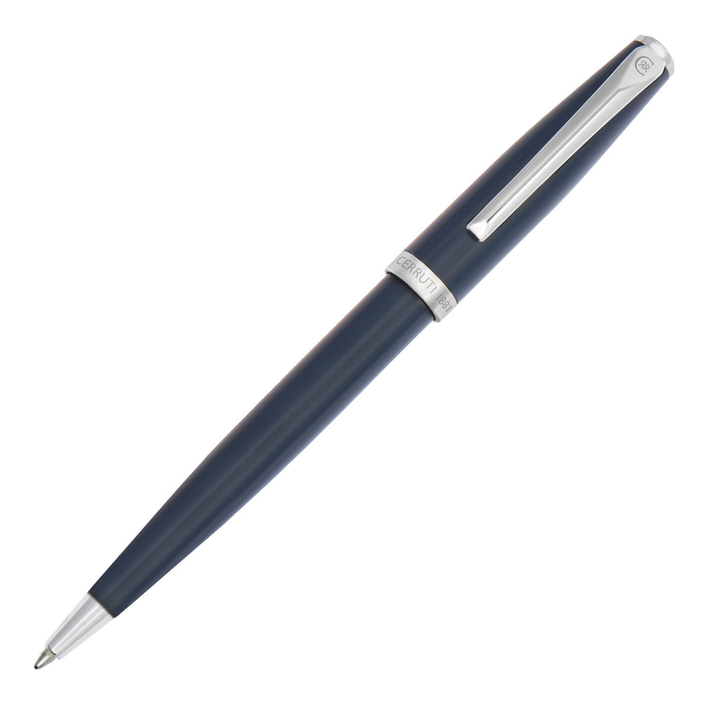 CERRUTI 1881 navy-lacquered ballpoint pen Islington with CCR logo on clip