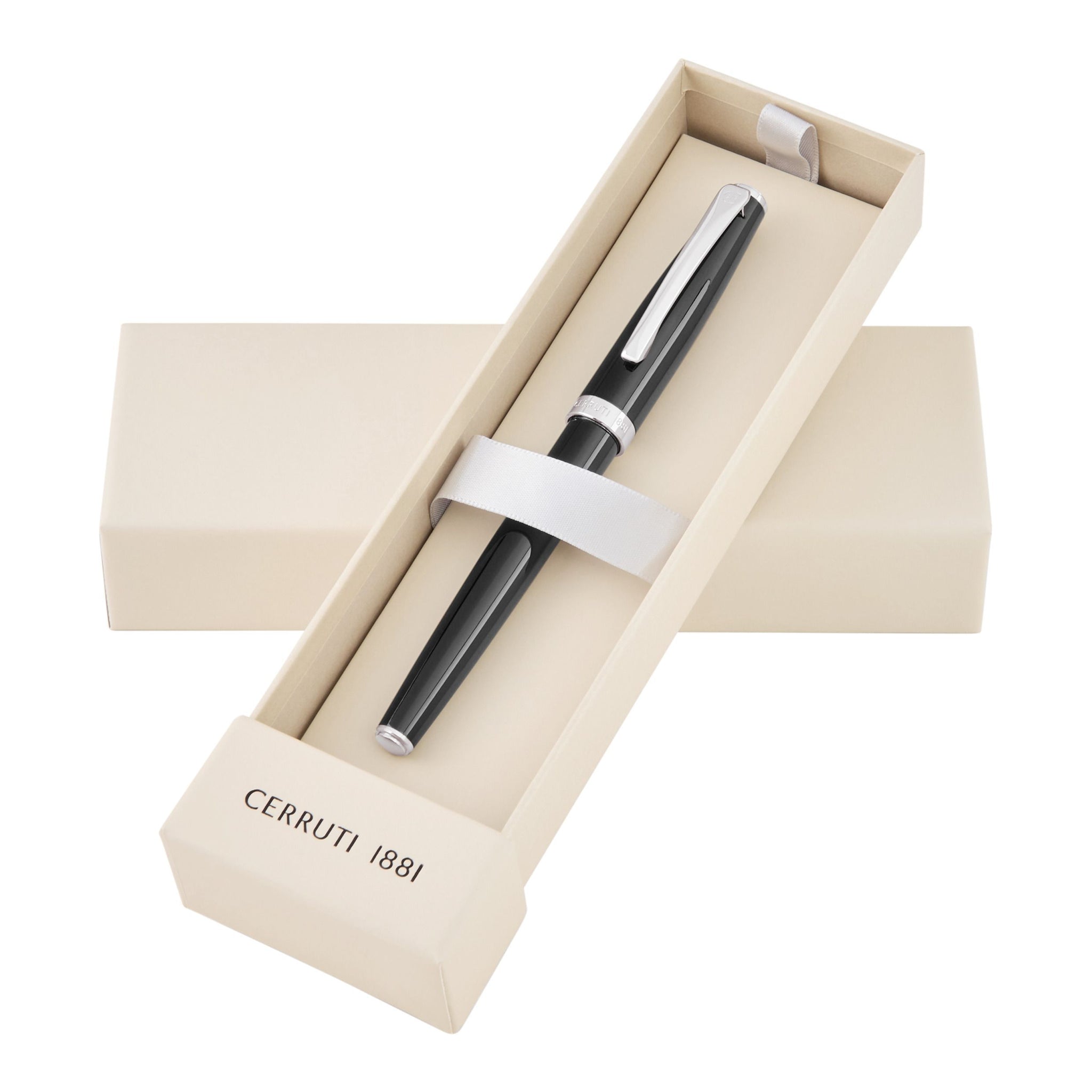 CERRUTI 1881 black Rollerball pen Islington with chrome-plated