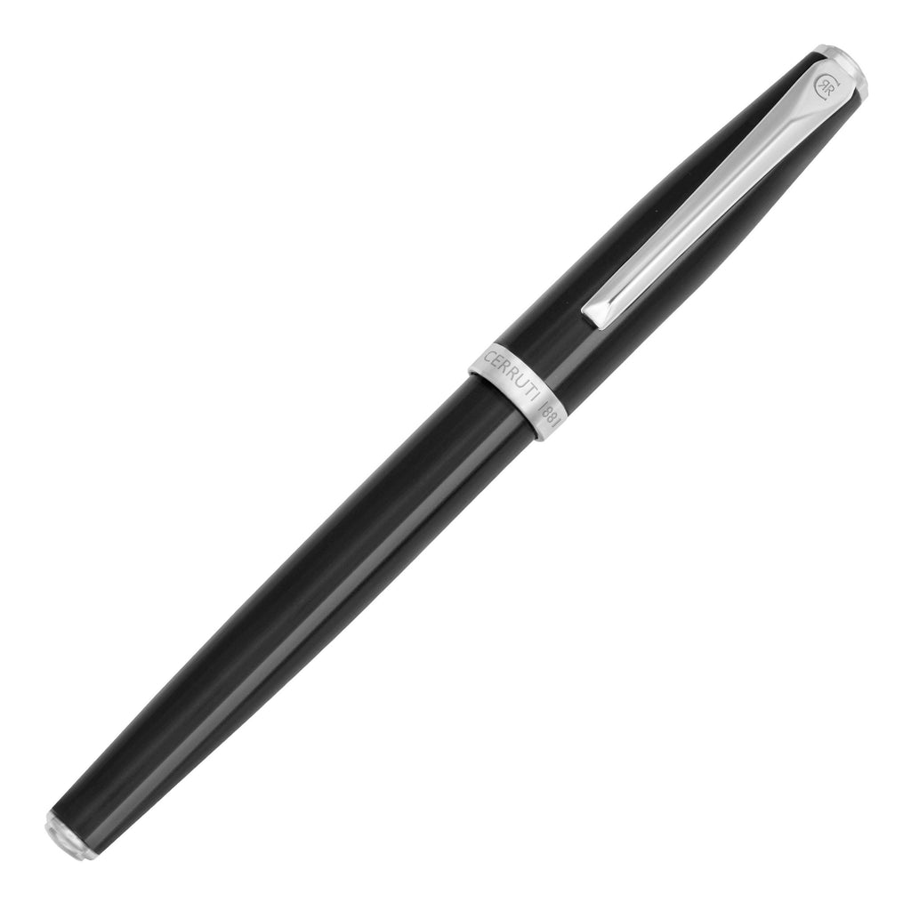 CERRUTI 1881 black Rollerball pen Islington with chrome-plated clip