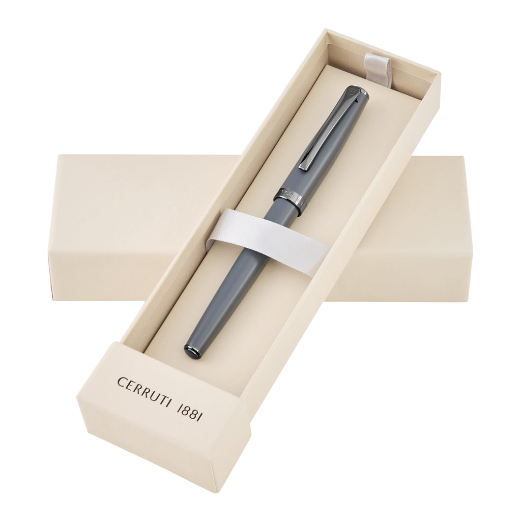 CERRUTI 1881 grey rollerball pen Islington with gun metal plated ring