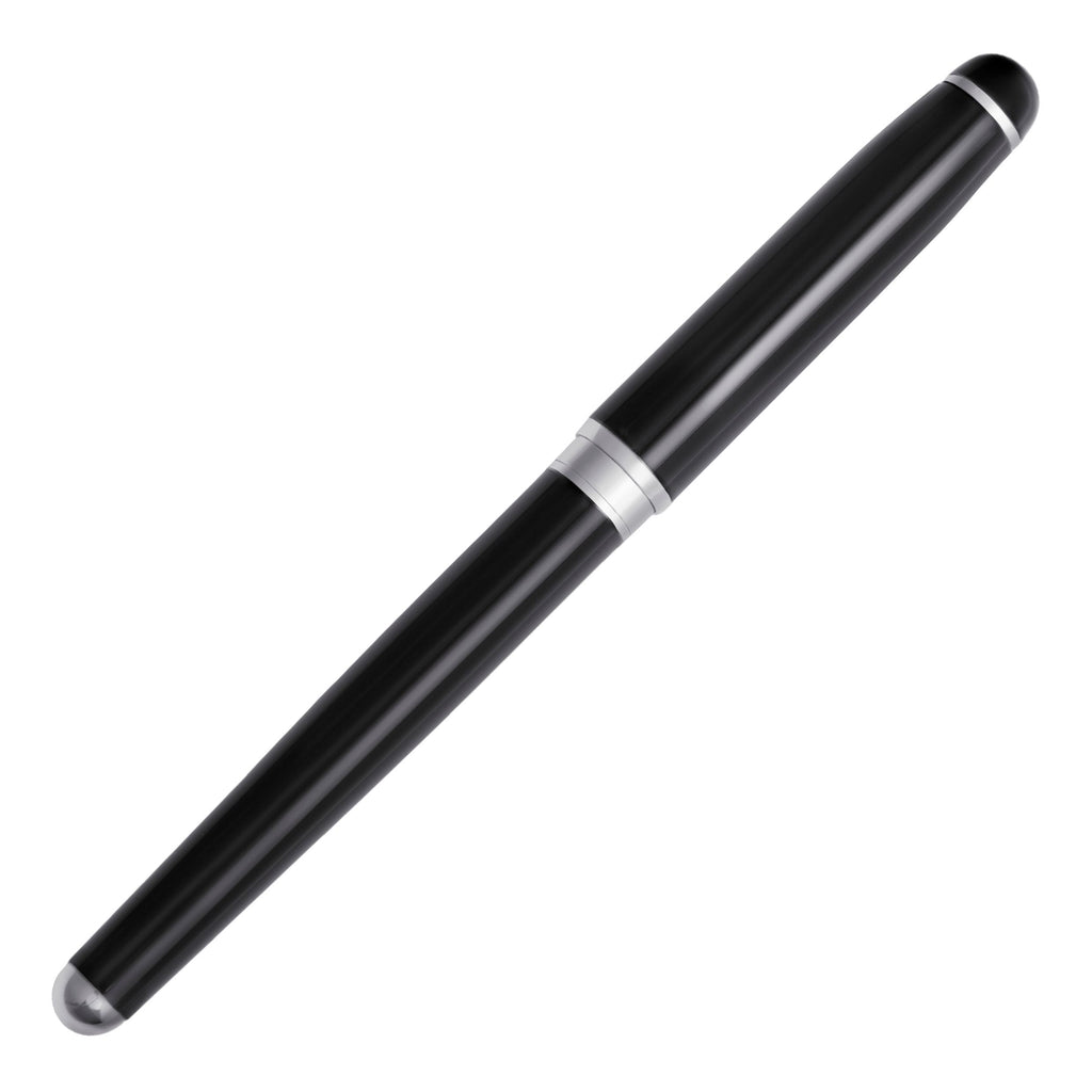 CERRUTI 1881 Black-lacqureed Rollerrball pen Leap with logo on mid-ring