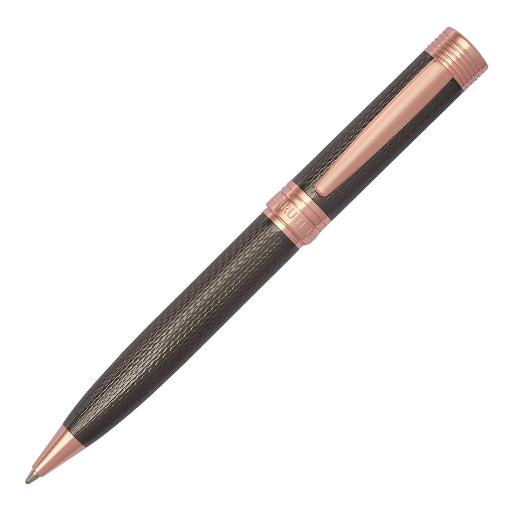 CERRUTI 1881 Ballpoint pen Zoom in diamond gun texture & rosegold logo