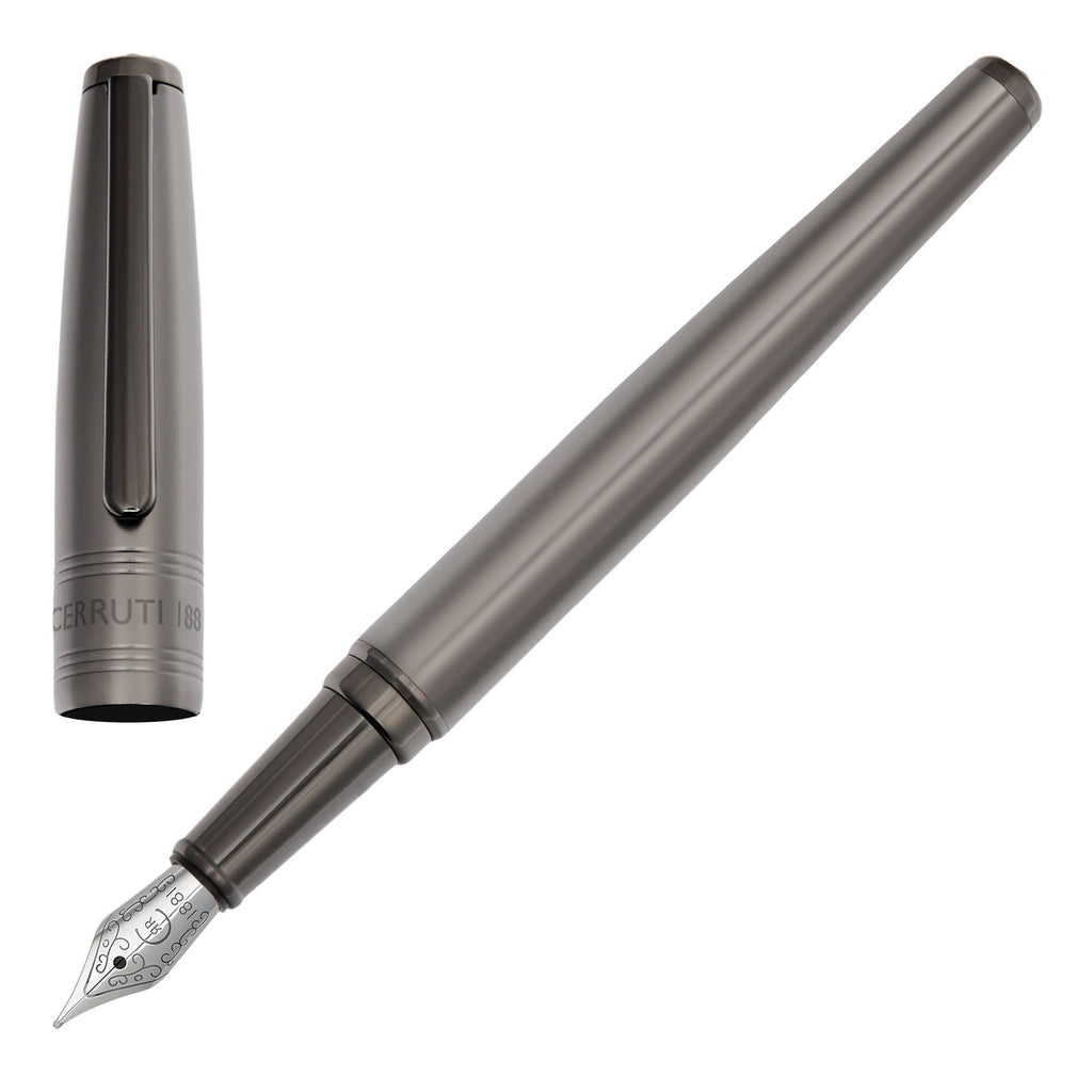 CERRUTI 1881 gun metal-plated Fountain pen City in matt texture pattern