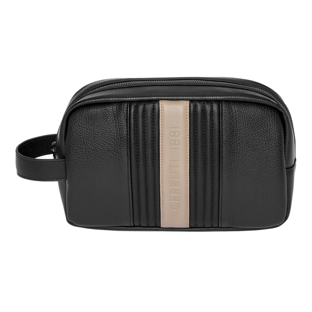 Men's travel storage bag CERRUTI Taupe & Black Cosmetic case Delano 