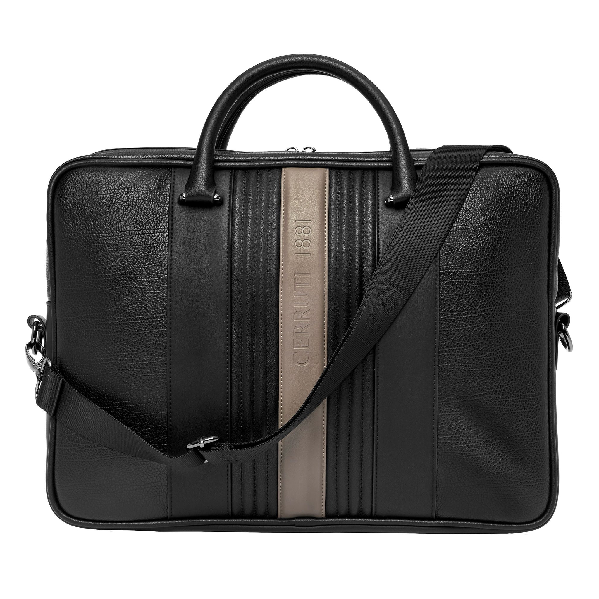 Men's travel briefcase CERRUTI 1881 Taupe & Black Document bag