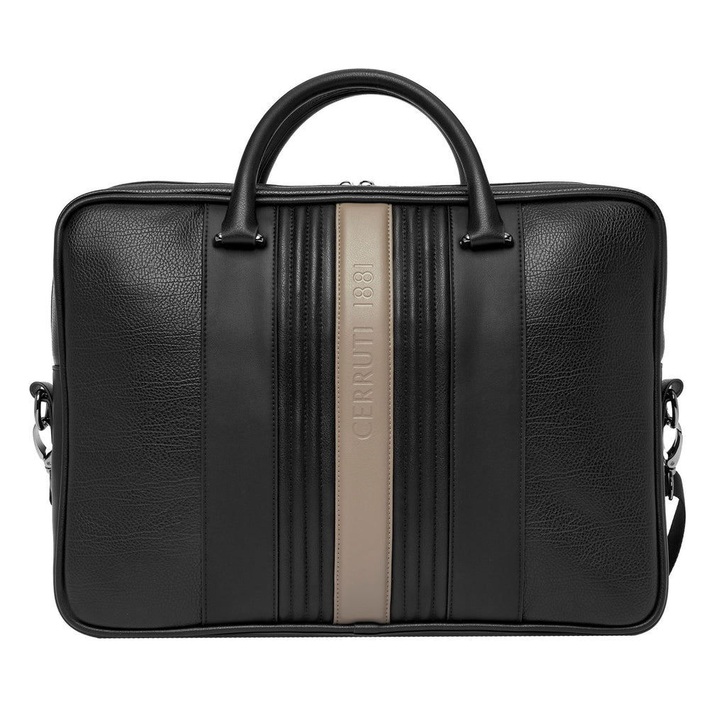 Men's travel briefcase CERRUTI 1881 Taupe & Black Document bag Delano