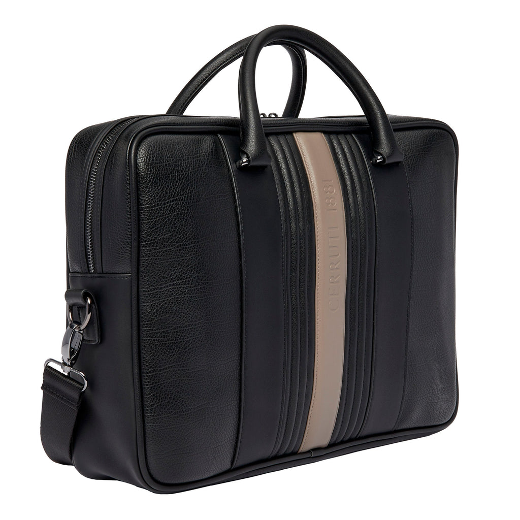 Men's travel briefcase CERRUTI 1881 Taupe & Black Document bag Delano