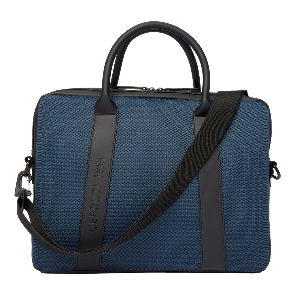 Men's designer briefcases CERRUTI 1881 Blue Travel Document bag Mesh