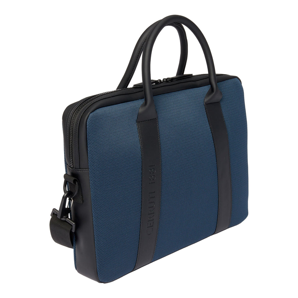 Men's designer briefcases CERRUTI 1881 Blue Travel Document bag Mesh