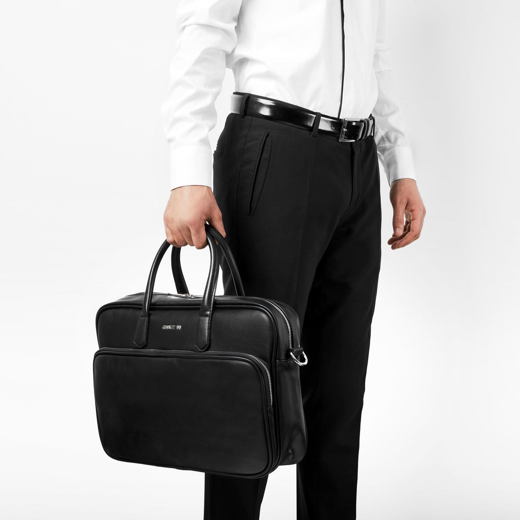 Men's designer bags Cerruti 1881 black travel document bag ZOOM