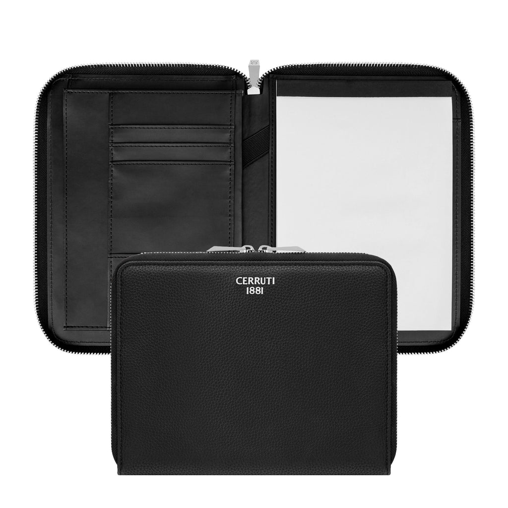 Set CERRUTI 1881 black/chrome-plated ballpoint pen & A5 conference ...