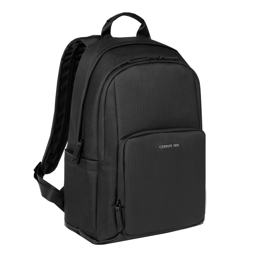 CERRUTI 1881 Black Nylon Travel Backpack Holborn with zipper closure