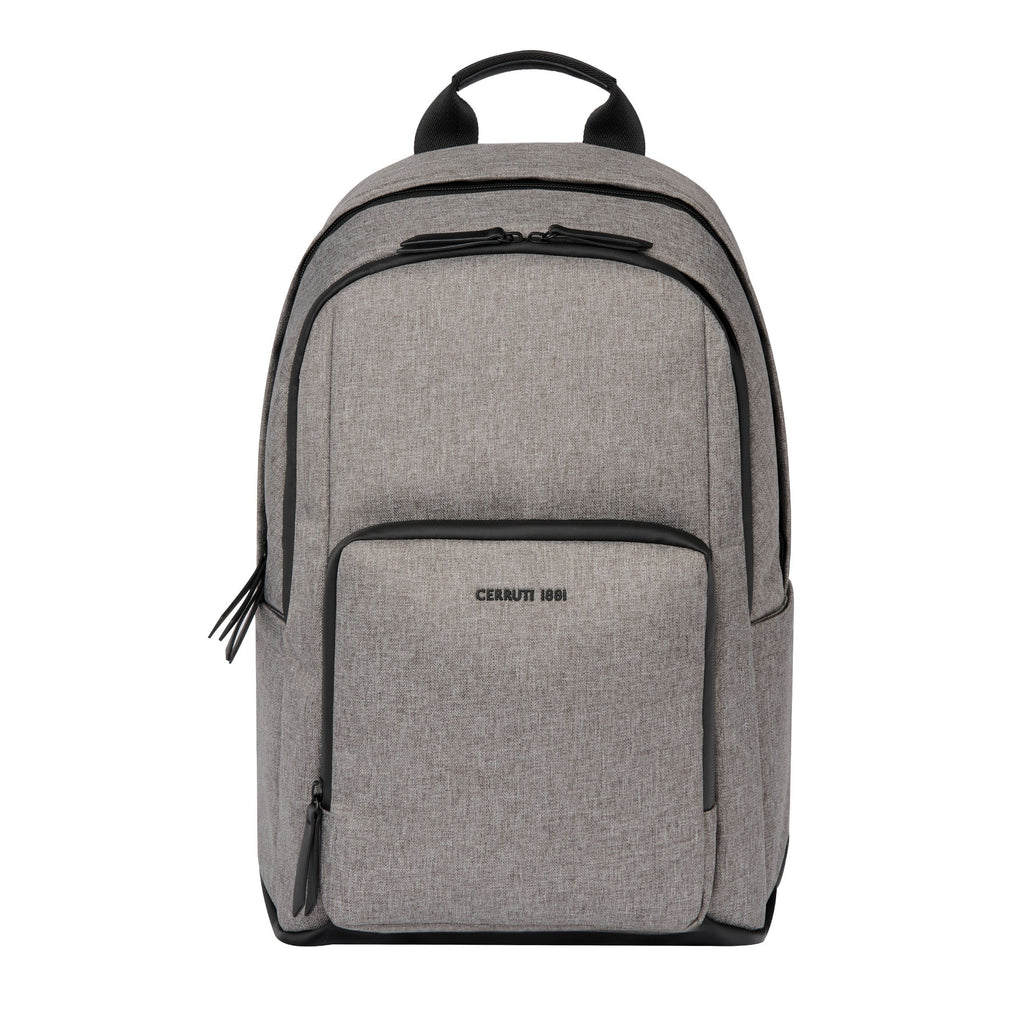 CERRUTI 1881 Light Grey Backpack Holborn with gun metal plated logo  