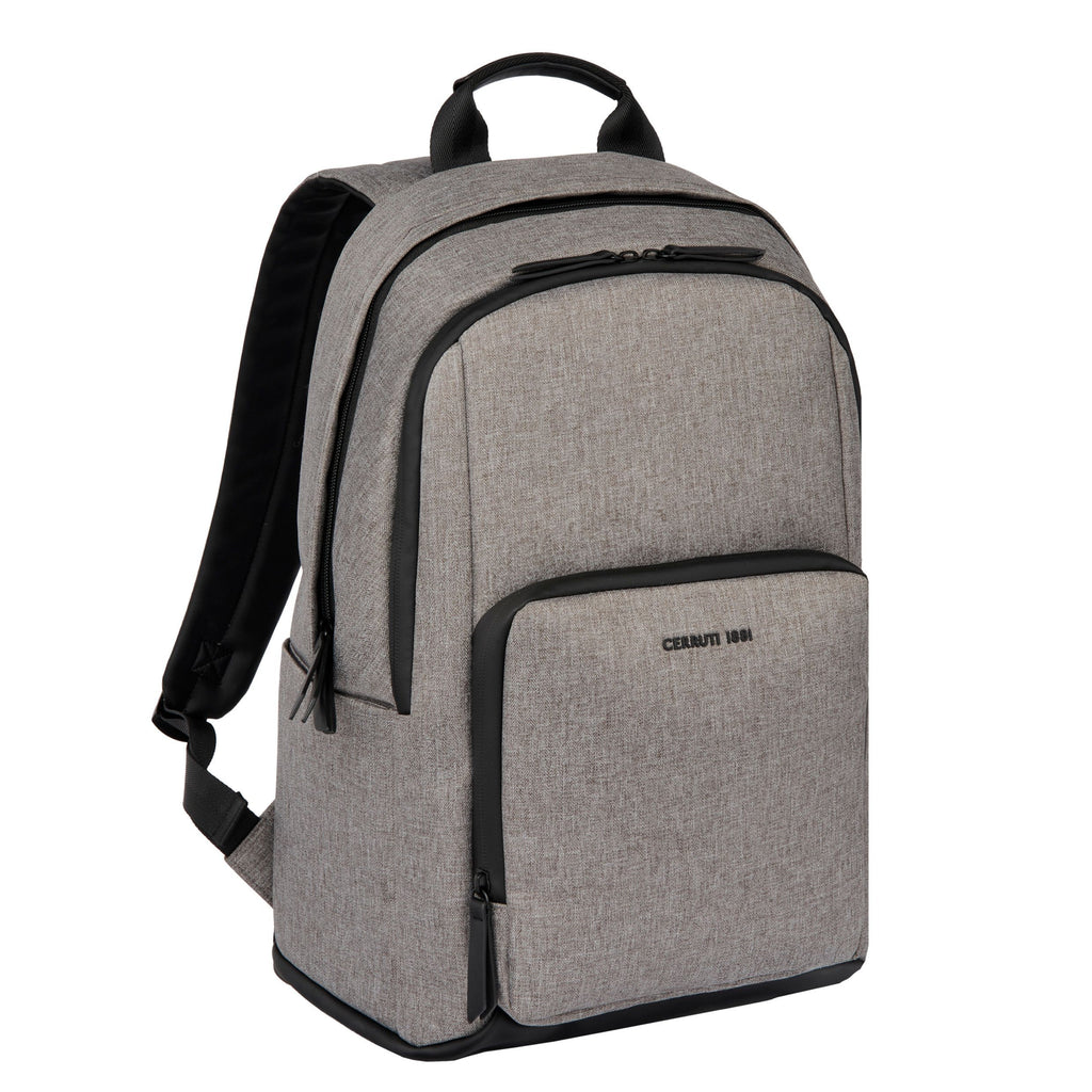 CERRUTI 1881 Light Grey Backpack Holborn with gun metal plated logo  