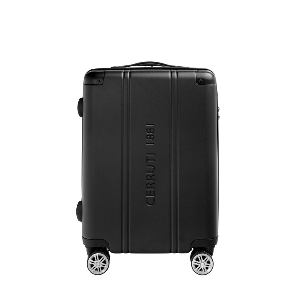 CERRUTI 1881  black travel suitcases and trolley City with oversized logo