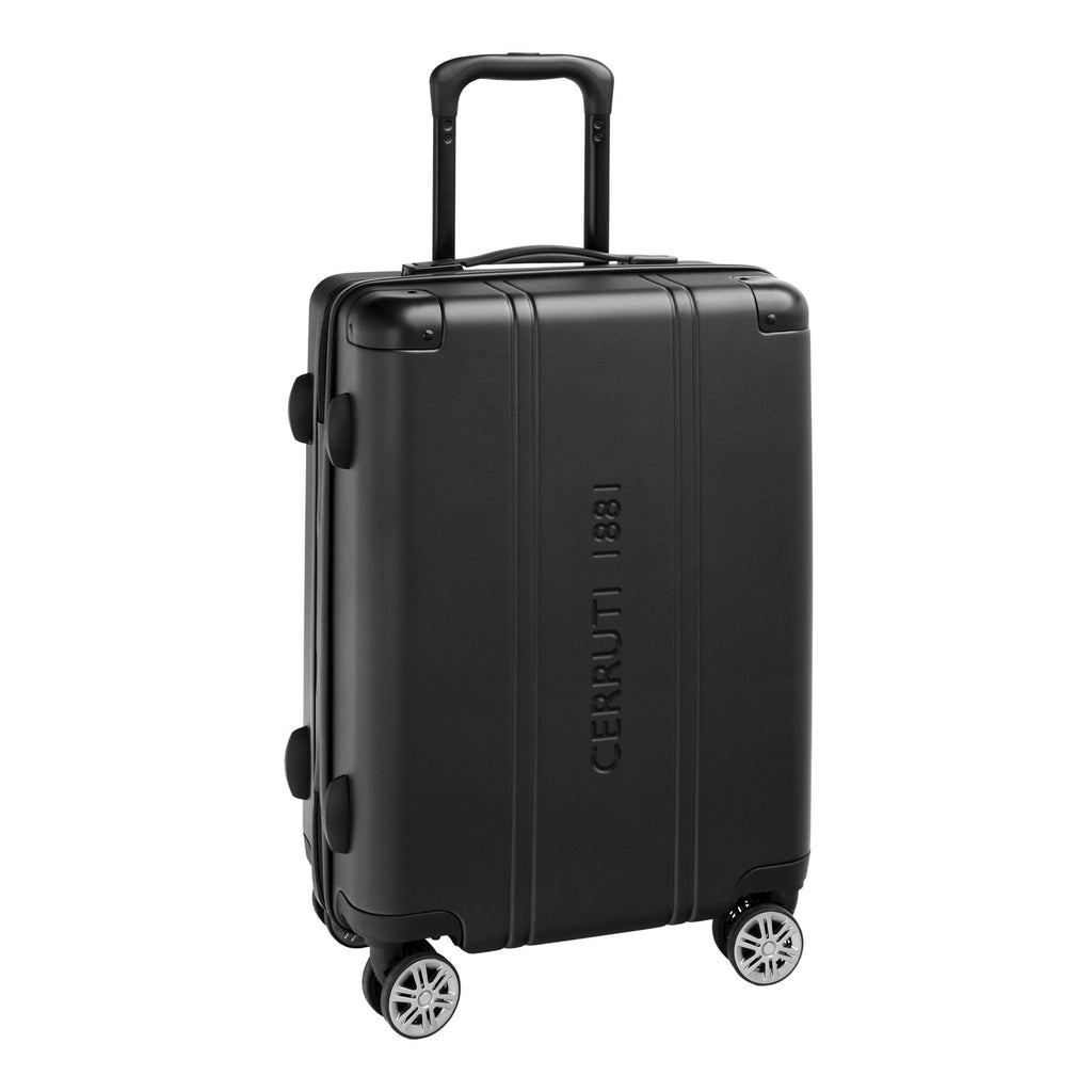 CERRUTI 1881  black travel suitcases and trolley City with oversized logo