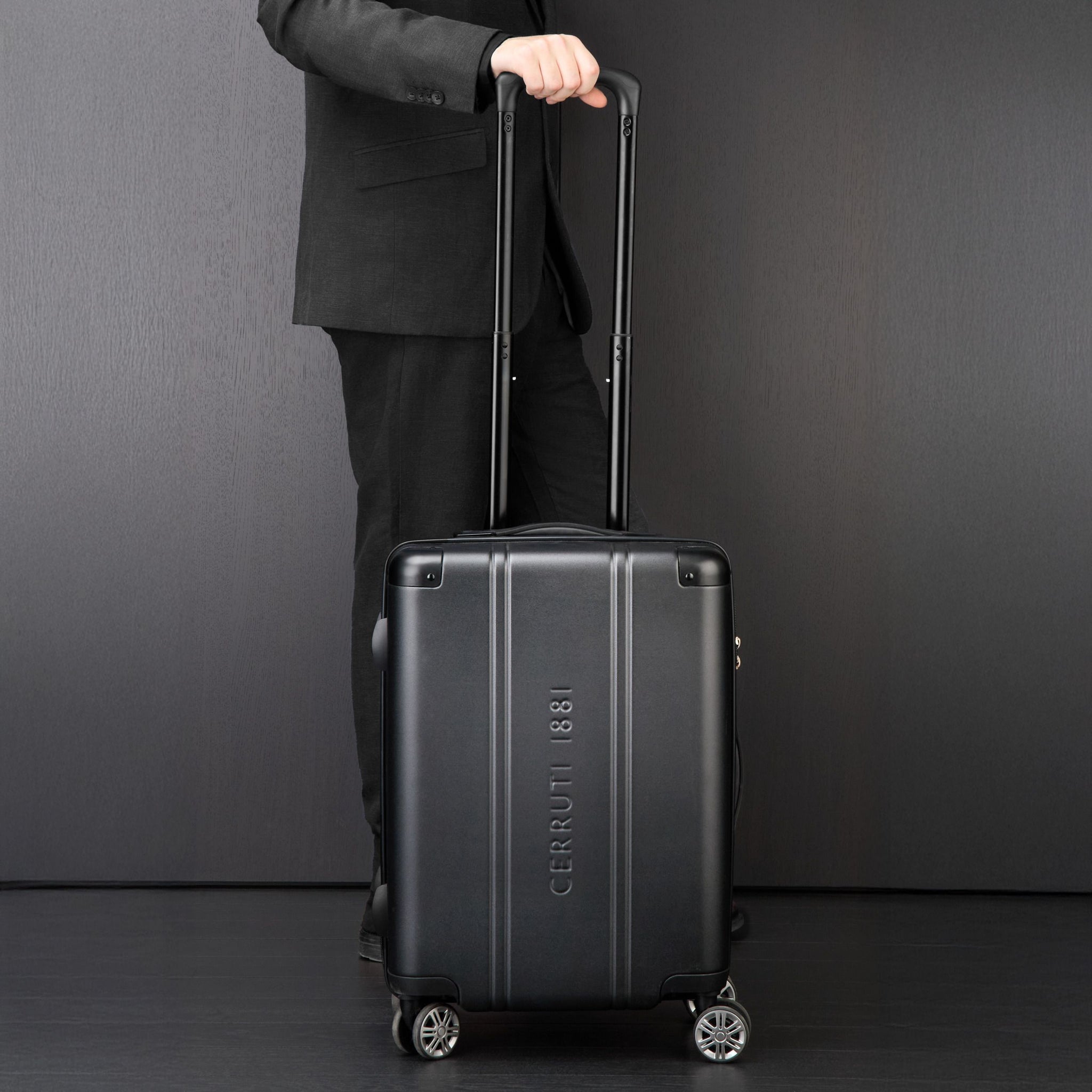 Hard top suitcases CERRUTI 1881 gun-plated 4 wheels Travel Trolley