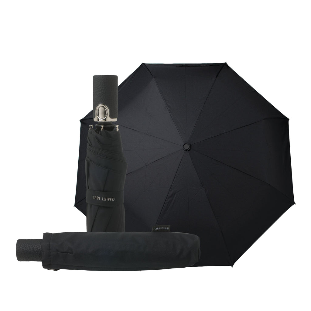 Sets CERRUTI 1881 black Cosmetic bag, Reporter bag, Trolley & Umbrella