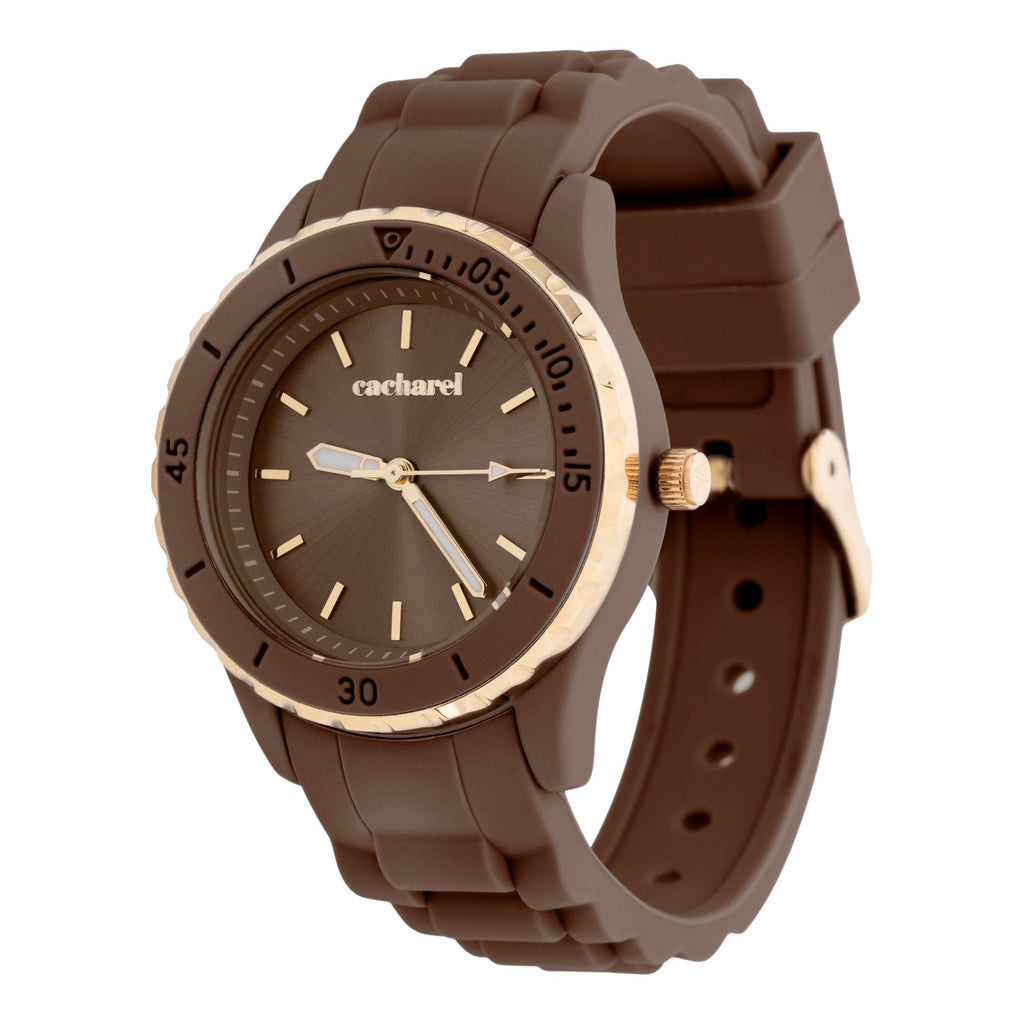 Apparel accessories Cacharel trendy watch Albane in brown rubber band 