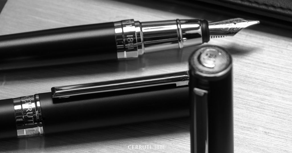  CERRUTI 1881 Men's Black Ballpoint pen Motley with chrome trims