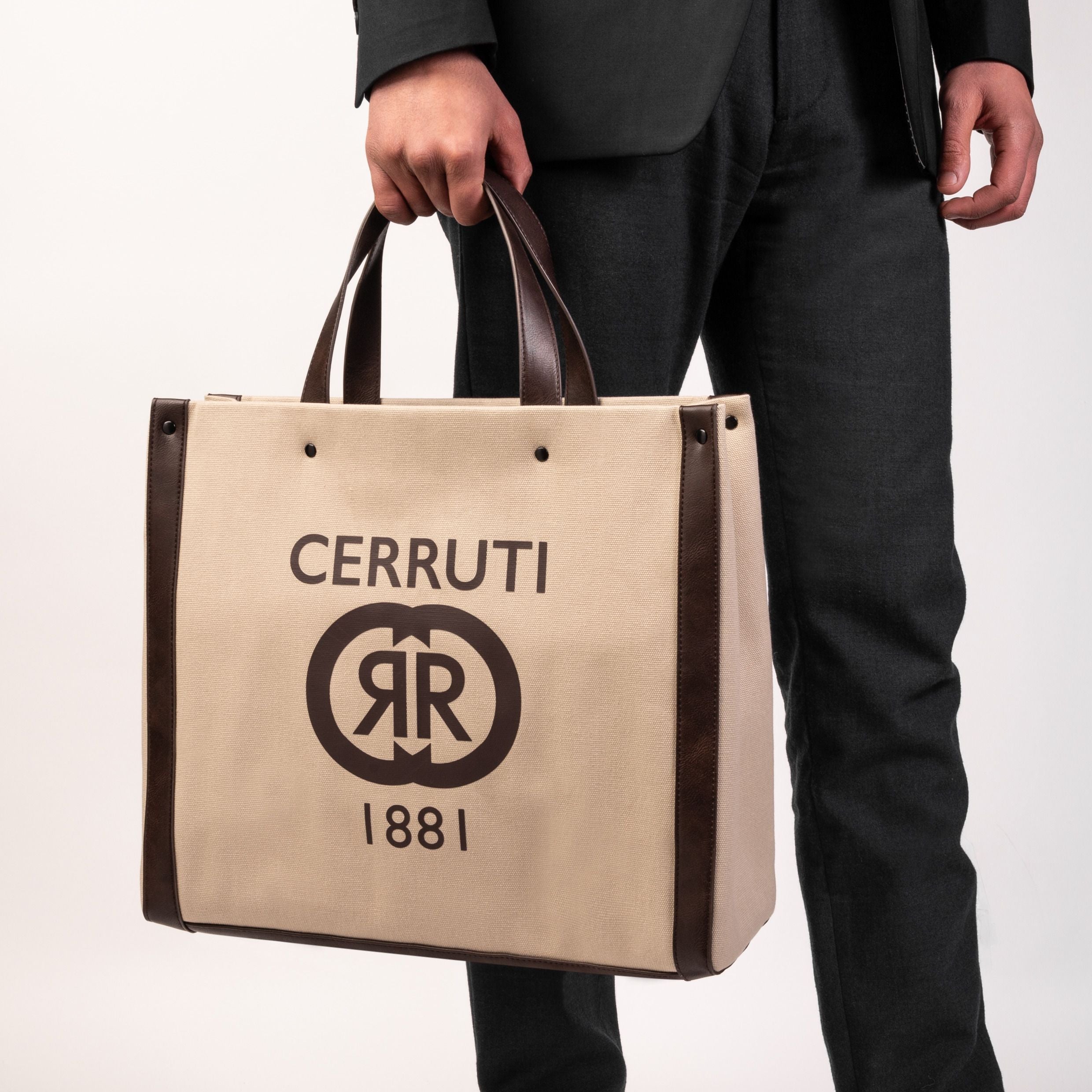 Men s handbags Cerruti 1881 Beige travel shopping bag Hampstead