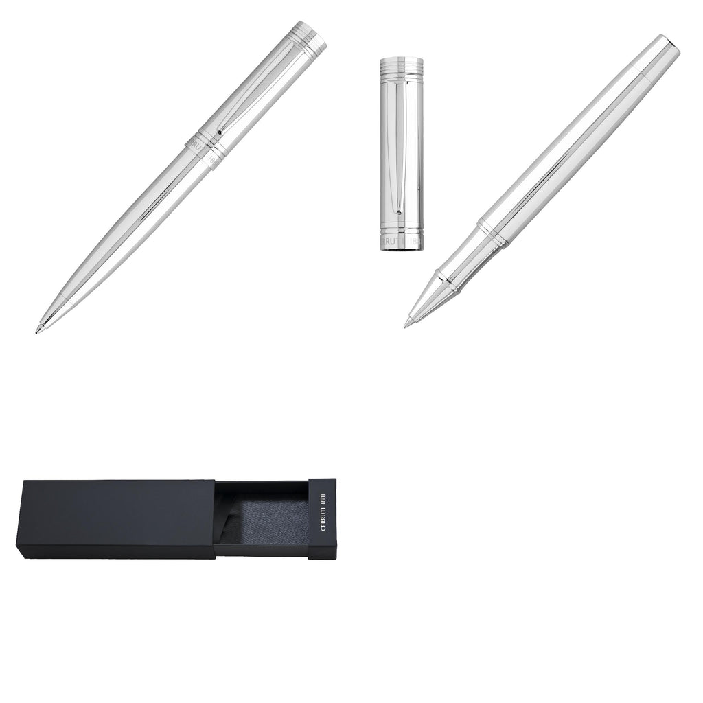 CERRUTI 1881 Pen Set Zoom Classic Silver | Ballpoint & Rollerball pen