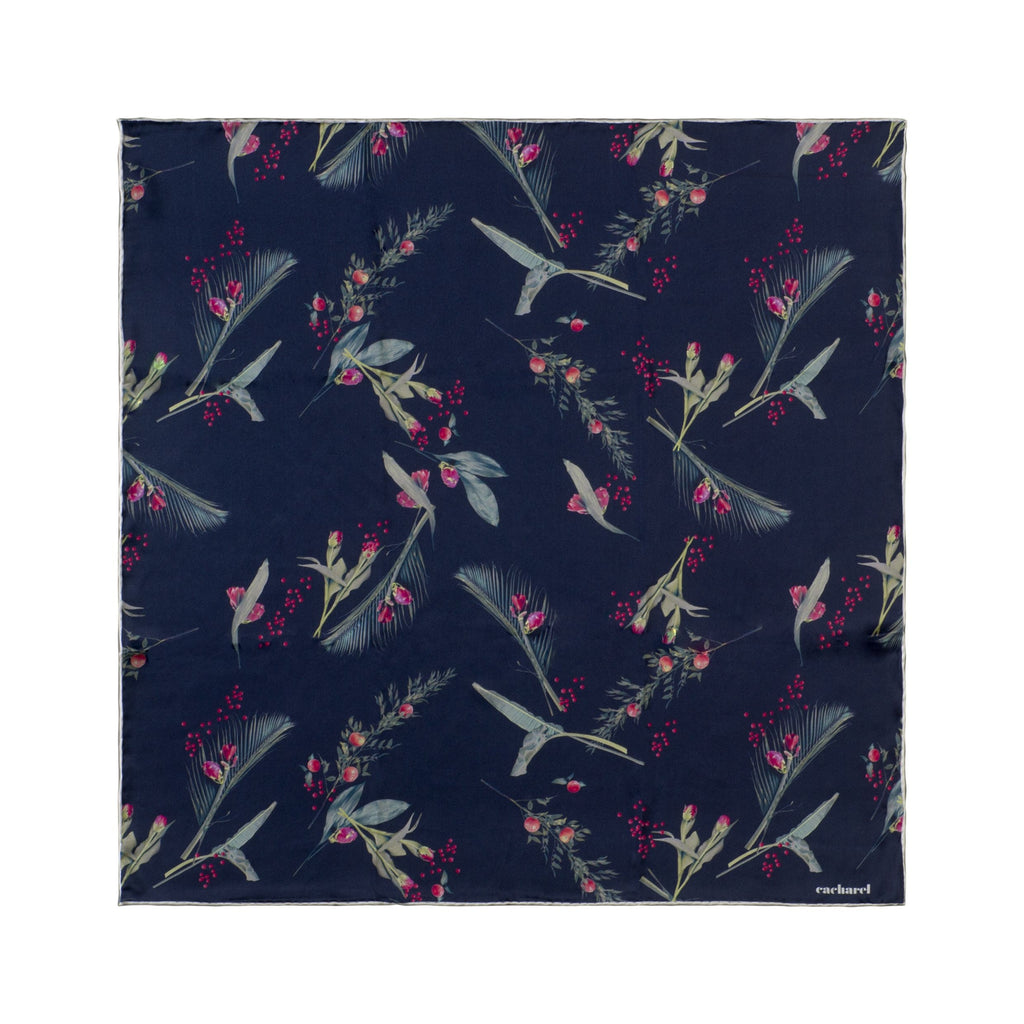  Cacharel Paris | Cacharel Silk scarf | Iris | Navy | Gift for HER