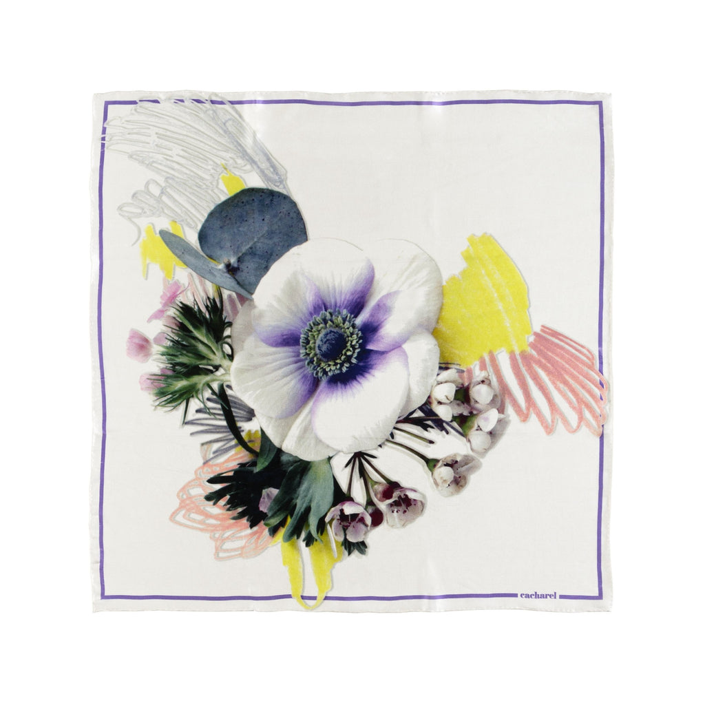  Cacharel Paris | Silk scarf | Madeleine | White | Gift for HER