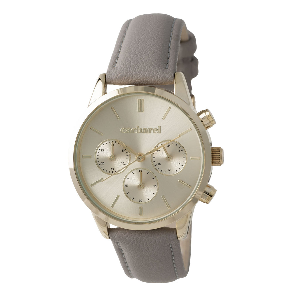  Cacharel watches with chronograph function Madeleine in Beige leather 