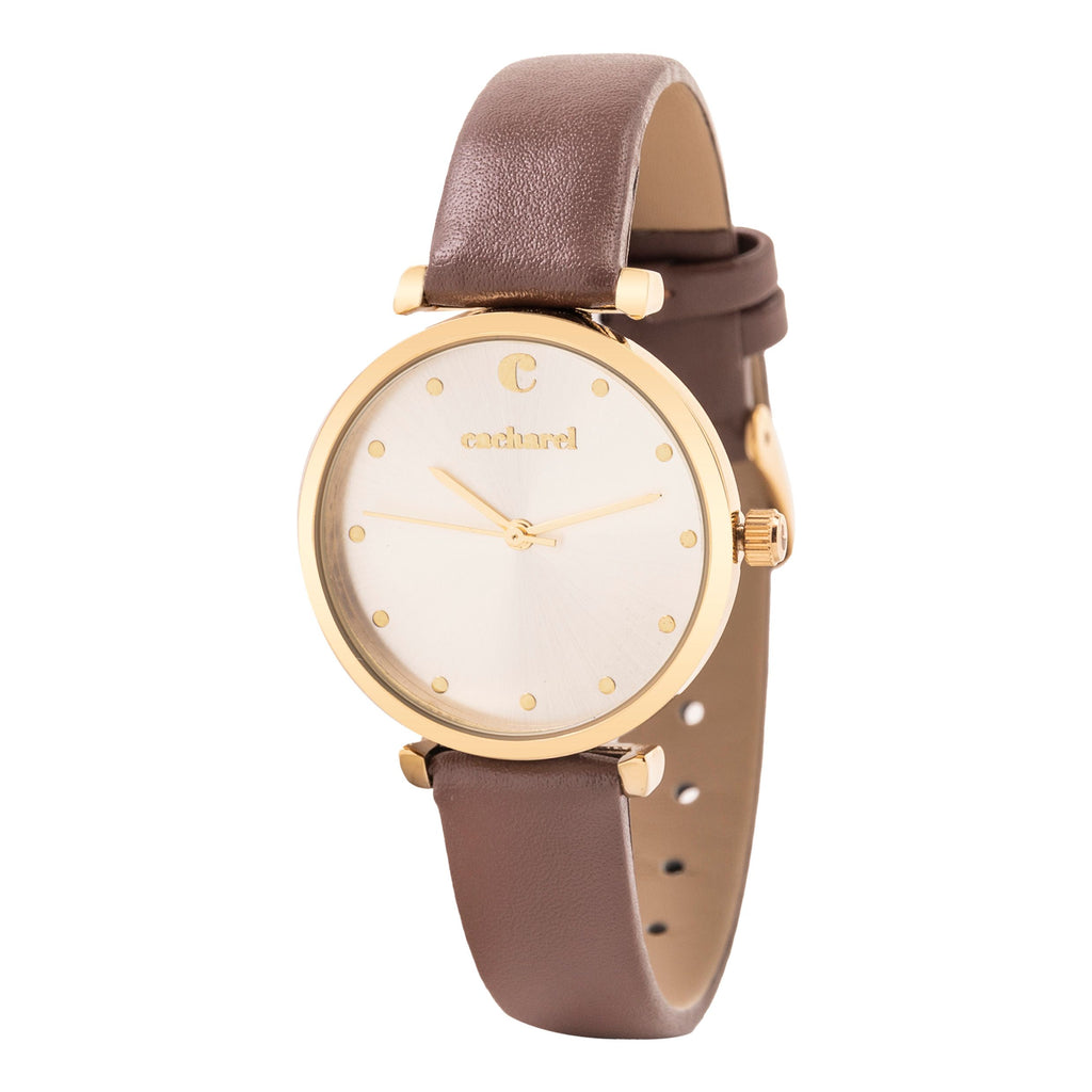  Gift ideas Cacharel Watch in genuine leather taupe color strap Odeon