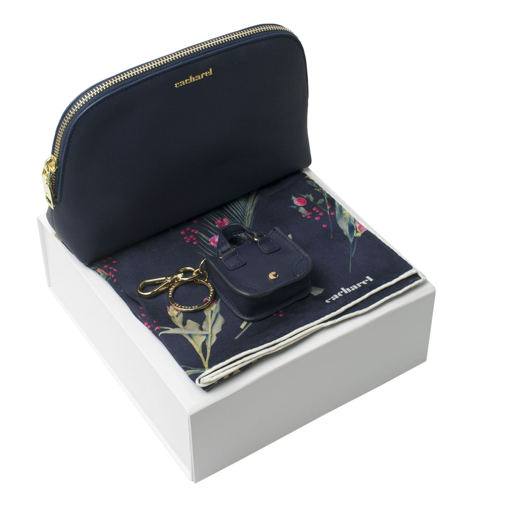  Ladies' gift sets Cacharel Navy key ring, silk scarf & cosmetic bag