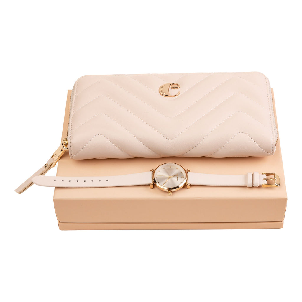  Ladies' wallet gift set Cacharel off-white travel purse & watch Odeon