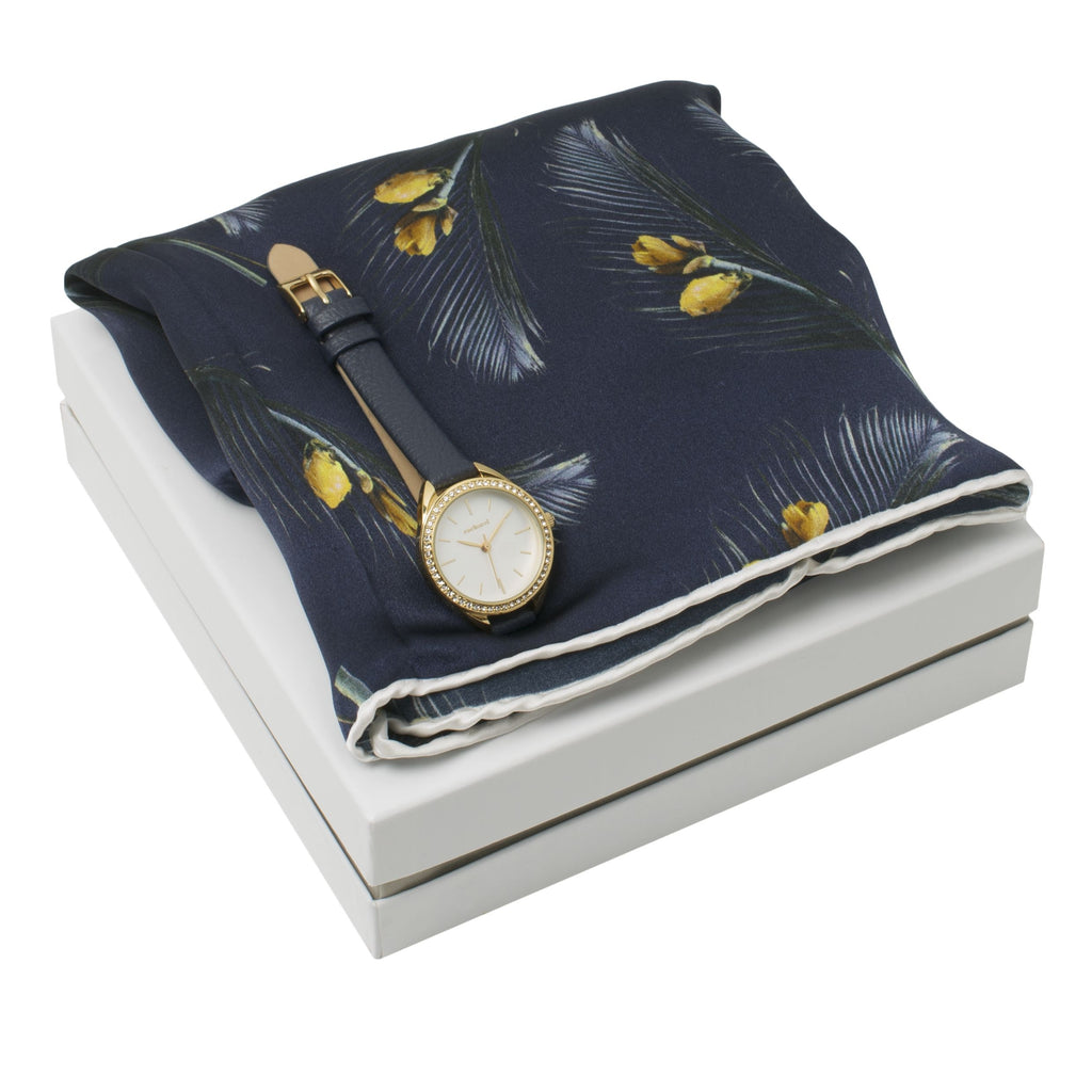  Watch & silk scarf from Cacharel business gift set Navy 