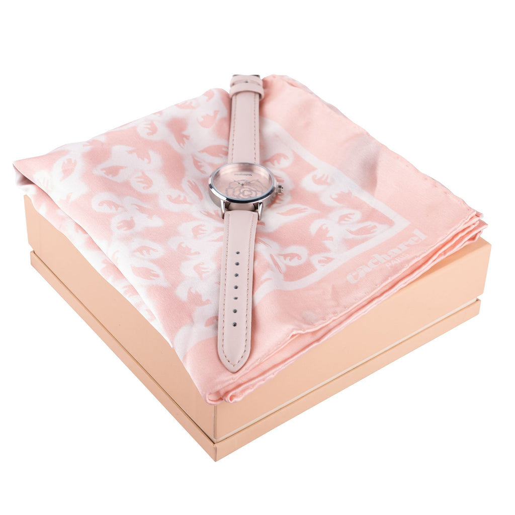  Gift Set ideas Cacharel Light Pink Watches & Silk Scarf Hirondelle