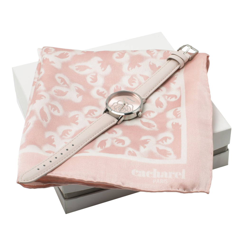  Gift Set ideas Cacharel Light Pink Watches & Silk Scarf Hirondelle