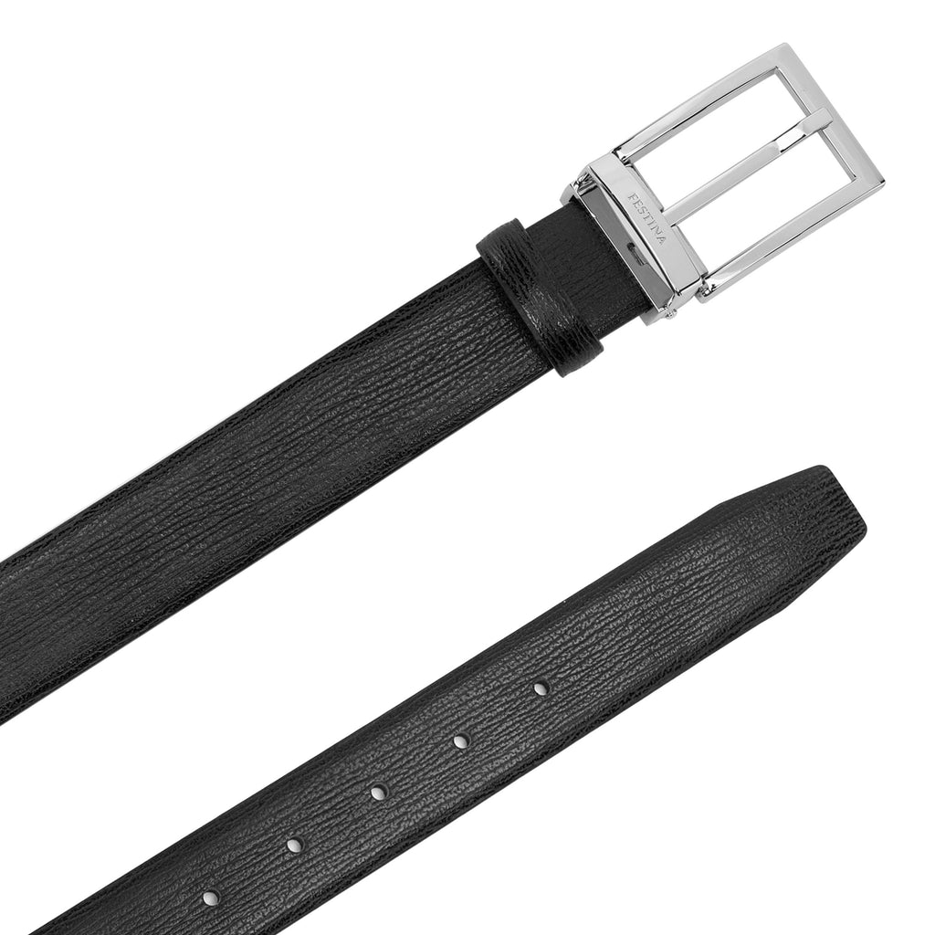  Festina Men's Black Leather Belt Button with adjustable size