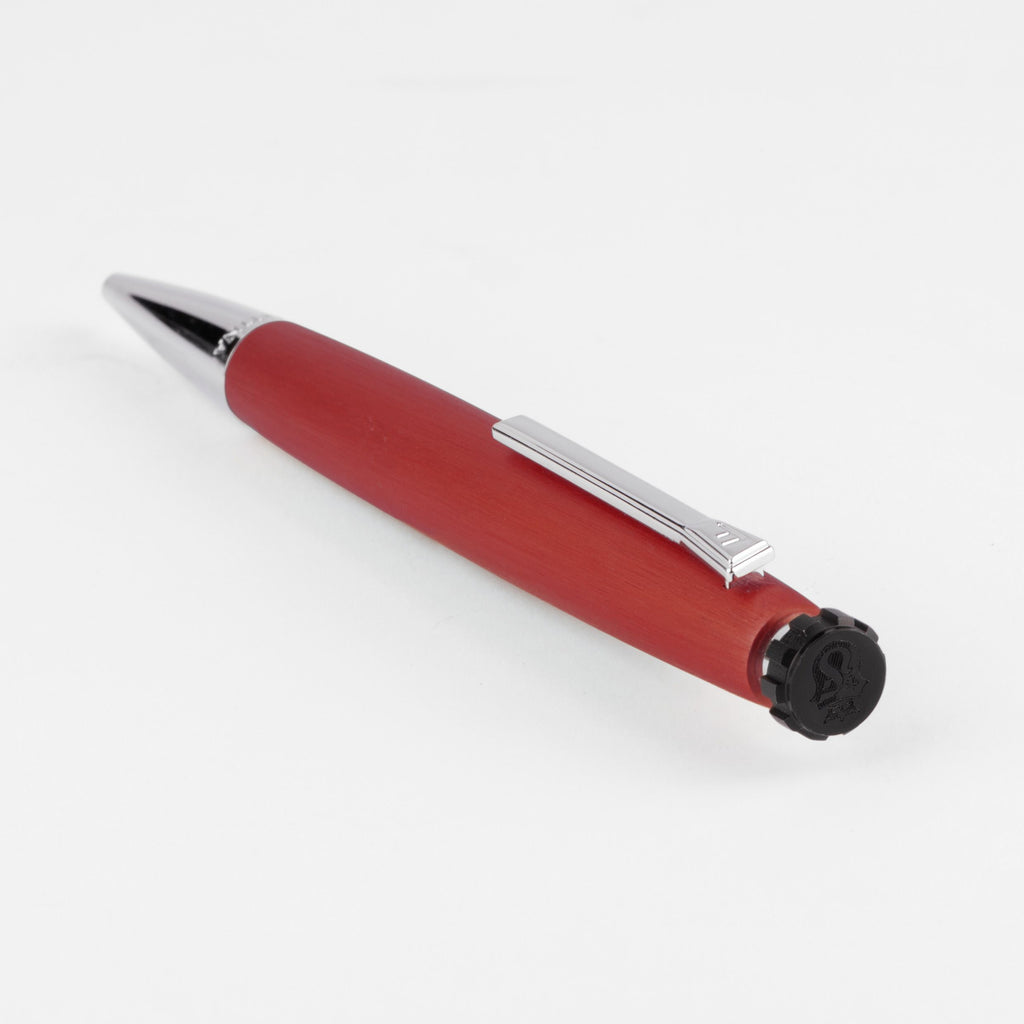 Rainbow red ballpoint pen Chronobike with watch crown shape on top