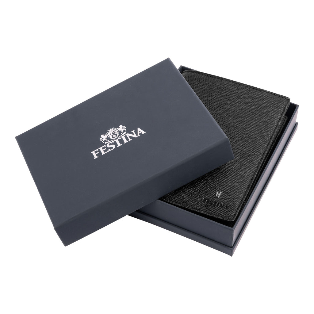  Men's travel goods FESTINA Black leather travel wallet Chronobike 