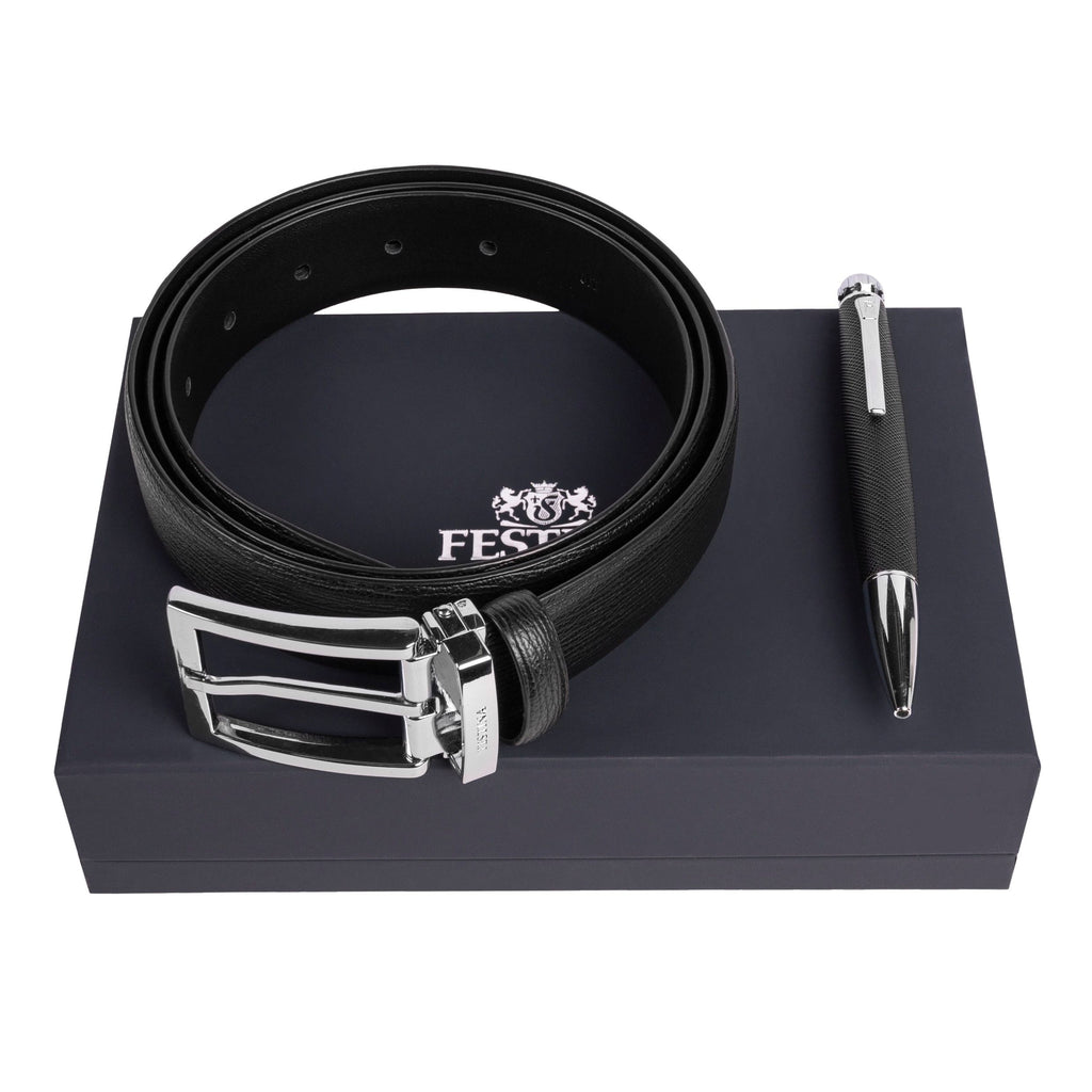  Corporate gift set for men Festina fashion Black Ballpoint pen & Belt 