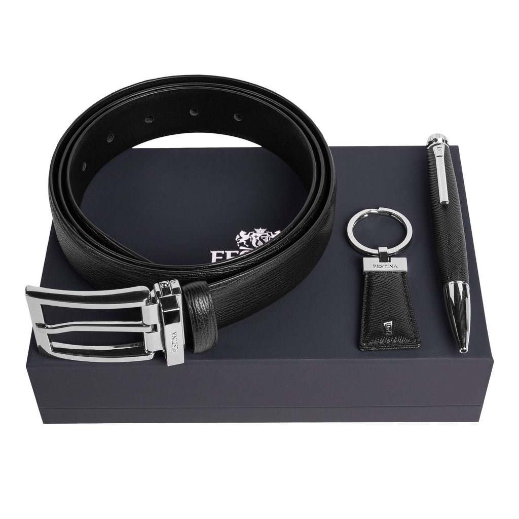 Accessories from Festina Set in Black | Ballpoint pen, Key ring & Belt