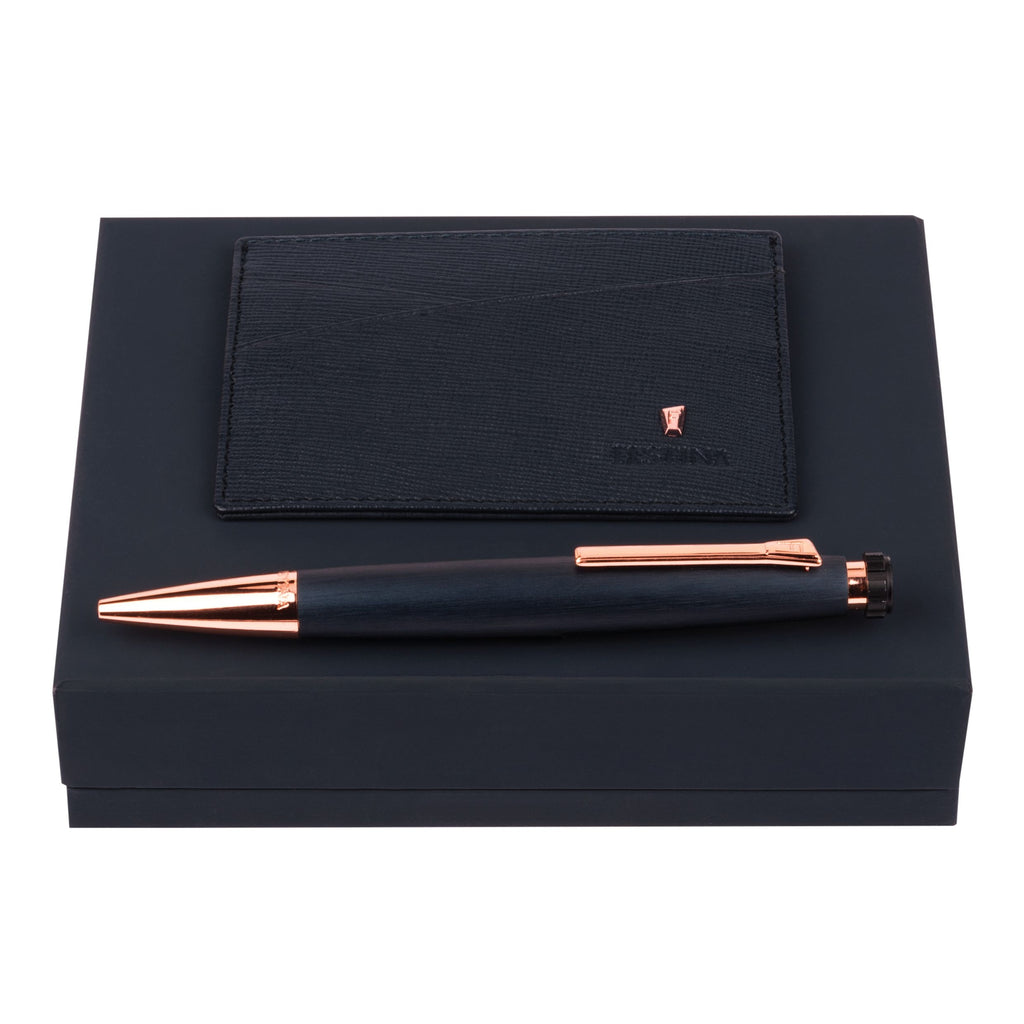  Hong Kong designer gift set Festina navy Card holder & Ballpoint pen 